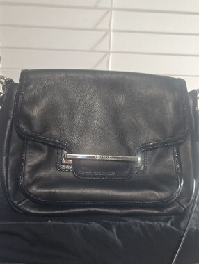 Coach Taylor Black Leather Crossbody Bag with Silver Hardware